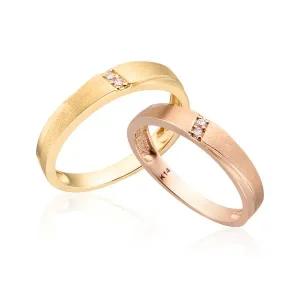 [비앤비골드] 14K/18K 크로스 무광 사선큐빅 커플링 반지 세트 RCS22513