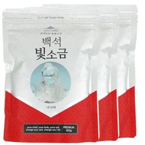 백석빛소금 1000도씨 용융소금 조리용500g x3개 파우치