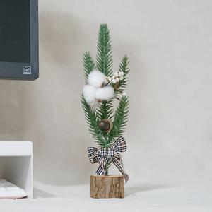 통나무 미니 트리 (목화솜) 크리스마스 파티 소품