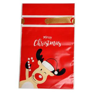 산타선물주머니(비닐50매) 레드스마일루돌프/어린이 초등학생 크리스마스 성탄포장쇼핑백 파티장식