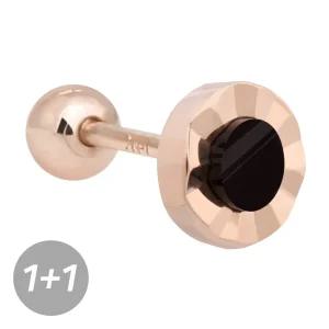 14K 금침 엣지 블랙 오닉스 컷팅 데일리 피어싱 귀걸이 1+1