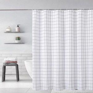 네이처안 방수 샤워 커튼 화이트 체크+커튼링 12P, 180 x 220cm