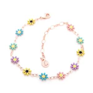 14K GP 컬러데이지 꽃 체인 데일리 패션 팔찌