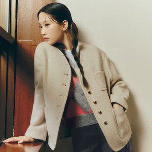 갤러리아 [온앤온] 브이넥 노카라 부클 자켓 NEW2WJA36