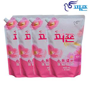 피죤 섬유유연제 리필 1.6L 4개 핑크로즈 블루비앙카 옐로미모사