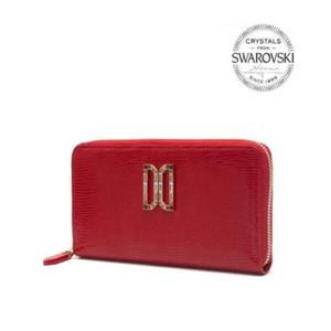 [닥스핸드백] [ALEXA]레드 가죽 스와로브스키 DD로고장식 지퍼돌이 장지갑 DCWA2F285R2