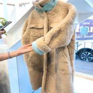 롱자켓 롱무스탕 양모무스탕 양모후리스 양모롱 배색포인트