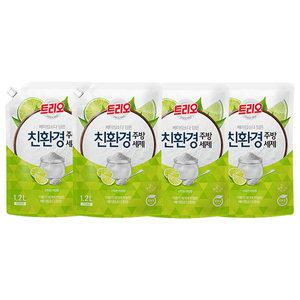 트리오 베이킹소다 담은 주방세제, 라임, 1.2L, 4개