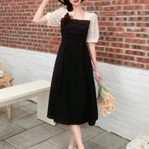 [플로렌][빅사이즈]스퀘어넥 레이스 퍼프소매 여름원피스