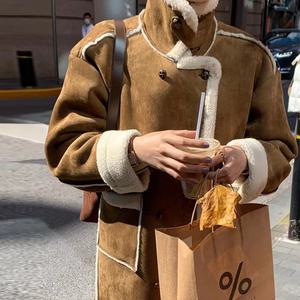 [드레스날다]한겨울까지 카라 하이넥 양털퍼 무스탕 롱 코트