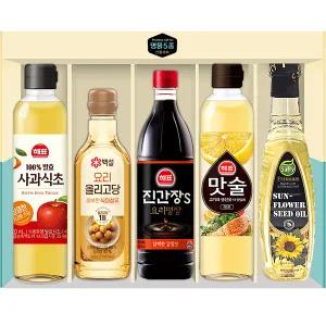 명품5종 선물세트 /추석 명절 단체선물 답례품 식용유 간장 식초 올리고당 해표 백설 직원 회사단체