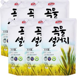 트리오 곡물설거지 우리현미 리필 1.2L 6개