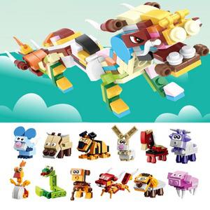 청룡 합체 12지신 동물블록 브릭스 피규어 드레곤레고