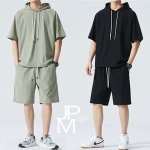 제이피엠 남자 후드 트레이닝복 세트 반팔 여름 운동복 상하의 세트 기능성 쿨원단 빠른건조 TS13