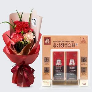 효도 카네이션 꽃다발 + 정관장 홍삼캡슐현 (100캡슐) 꽃배달 꽃배송