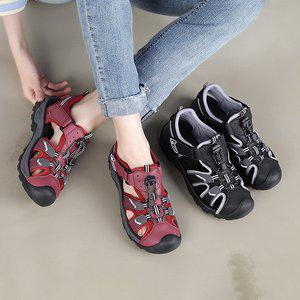 [디아]행텐 국산 여성 가죽 벨크로 스포츠 끈 막힘 샌들 3cm