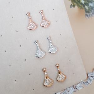 부채꼴 팬던트 지르코니아 큐빅 포인트 이어링 실버 925 은침 귀걸이