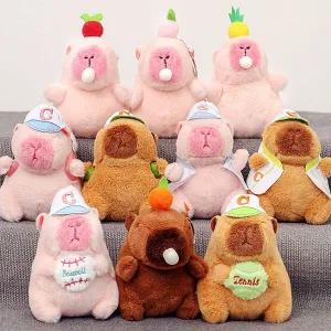 야구 카피바라 콧물 풍선 말랑이 봉제인형 키링 고리