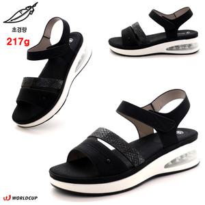 [초경량 217g 고무창 4.5cm] 안신은듯 가볍고 발볼편한 쿠션감좋은 에어 고무창 신기편한 여름 키높이 통굽 스트랩샌들 W-커밍스