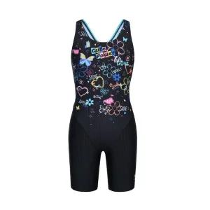 [레노마수영복](하남점) 지퍼백 폴리백  증정 여아동 그래피티 플라워 3부 반신수영복 블랙 GS2E863-BK