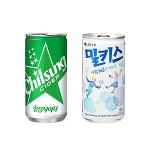 탄산캔음료 190ml 2종 밀키스 18+칠성사이다 12 총30캔