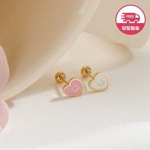 [비앤비골드] (당일발송)14K 스마일 하트 에나멜 피어싱 한쪽 JAE40390