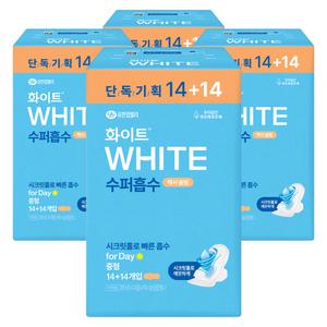 화이트 수퍼흡수 맥시슬림 중형 14+14개입 4팩
