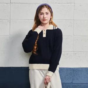 [에꼴리에] 여자 겨울이월 클래식 케이블 카라니트티 (24D5081)