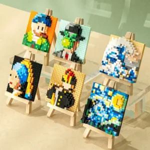 [오피스스쿨] 민화샵 KC인증 명화 입체 블럭액자 만들기 (6종 택1) DIY 3D퍼즐 조립블럭 명화퍼즐 인테리어소품