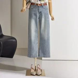 [커스텀에이블] [55~77][벨트세트]워싱 크롭 데님 와이드 팬츠_C2410DP022C