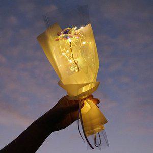 [아침향기]선물 졸업식 입학식 이벤트 단체 행사 파티 LED 조화 홀로그램 한송이 장미 조명꽃다발