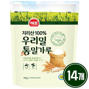 사조 해표 지리산 우리밀 통밀가루 750g x 14개