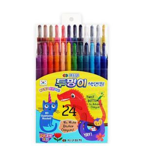 지구화학 문구 미술 화방 채색 어린이 투명이 샤프식 색연필 크레용 24색 세트