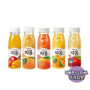 빙그레 따옴주스 235ml 5가지맛모음 망고2+오렌지2+자몽2+천혜향2+사과2/냉장무배