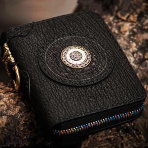 천연가죽파우치 가죽클러치 수제 소가죽 상어 가죽 미니 지갑 남녀공용 클러치 야채 무두질 블랙 카드홀더