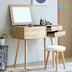 [SASA]사사가구 트리버 1인용 서랍수납 원목 거울화장대(스툴의자포함)-