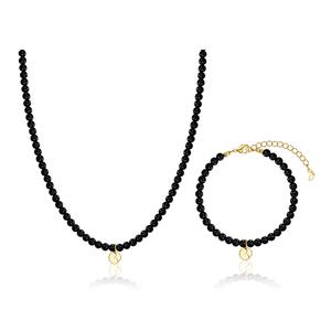 [엘르주얼리] 시그니처 블랙 오닉스 목걸이 팔찌 세트 EL2SET235