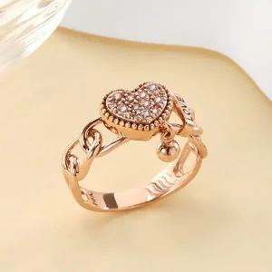 [비앤비골드] 14K/18K 딸랑이 큐빅 하트 러브 체인 반지 SRS40894