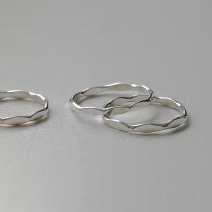 925실버 도톰 라운드 컷팅반지 꼬임 디테일 핸드메이드 실반지 모음 press