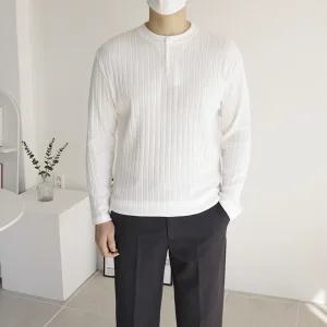 [쿼터]남자 헨리넥니트 간절기 봄 가을 골지니트티셔츠 6color