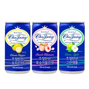 초정탄산 (그린애플/복숭아블라썸/유자진저 택 2) 190ml × 60캔 