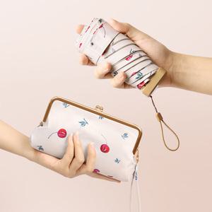 체리 - 지갑형 똑딱이 파우치 양우산 초경량 자외선차단 2in1 우산 / 양산 