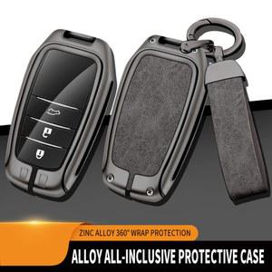 키케이스 아연 합금 가죽 자동차 키 케이스 커버 쉘 도요타 CHR Hilux Fortuner Land Cruiser 200 Camry Corolla Crown RAV4 Highland용
