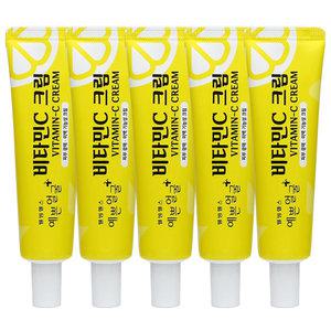 웰빙헬스 예쁜얼굴 비타민C 크림 피부광채 미백 기능성 크림 25g X 5개