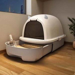 고양이 화장실 특대형 BTR 모래함 사막화 탈취제 그레이 완전밀폐 방지 모래 밀폐형 대형