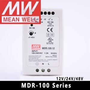 Mean Well 단일 출력 산업용 DIN 전원 공급 장치  MDR-100-24 DC 24V 4A 96W