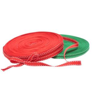 (빨강) 스티치 리본_폭 1cm_50yd/용품/택끈/오간디/리본/크리스마스/장식/공예끈/공단/테이프/타이/묶음