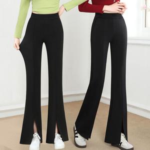 시즈올 여성 히든밴딩 세미부츠컷 슬랙스 앞트임 스판 팬츠 하이웨스트 나팔바지 SK26