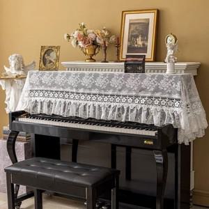 레트로 화이트 레이스 피아노 커버 프릴 방진 천