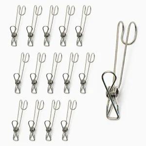 15P 다용도 스텐 걸이 만능 스테인리스 후크 집게/가게/매장/업소/카페/식당/빨래/양말/속옷/꽂이/메모